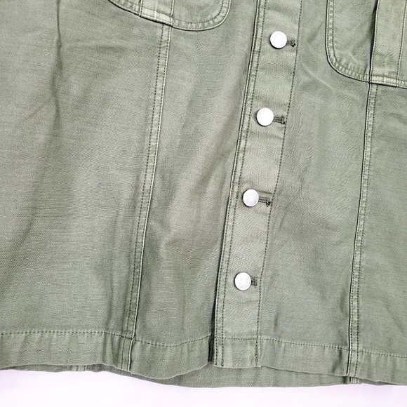 J CREW Army Green Mini Denim Skirt 32 High Waist Button Front NEW - Picture 5 of 11